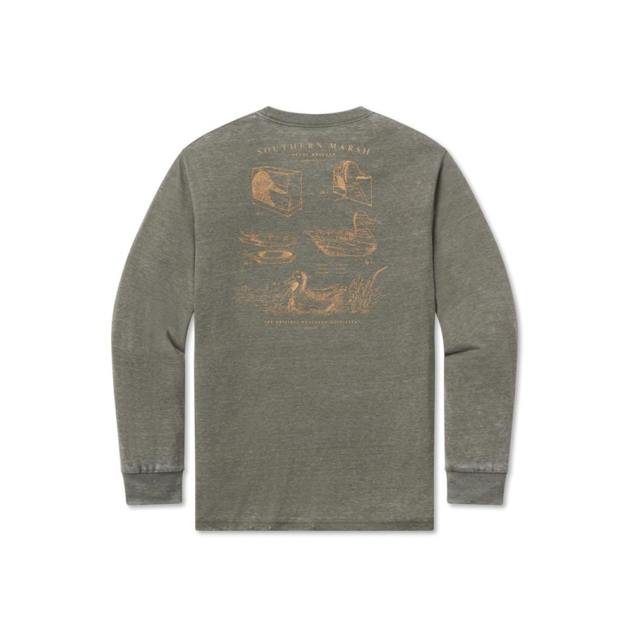 Men'S Southern Marsh Seawash Long Sleeve Tees | Seawash Tee - Mallard In The Making - Long Sleeve