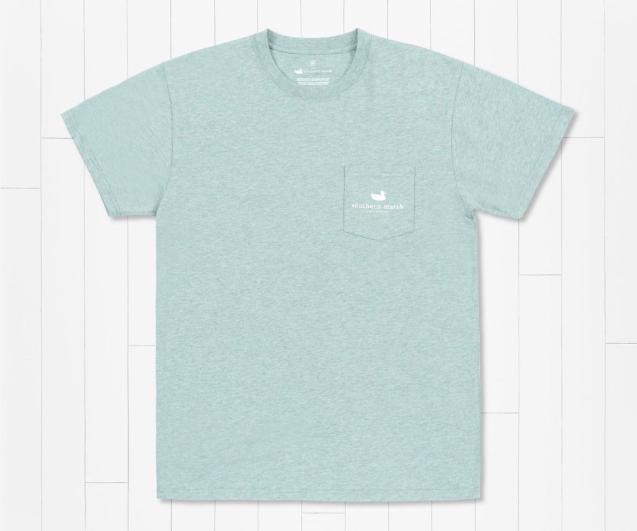 Women'S Southern Marsh Original Tees | Impressions Tee | Flounder Washed Moss Blue