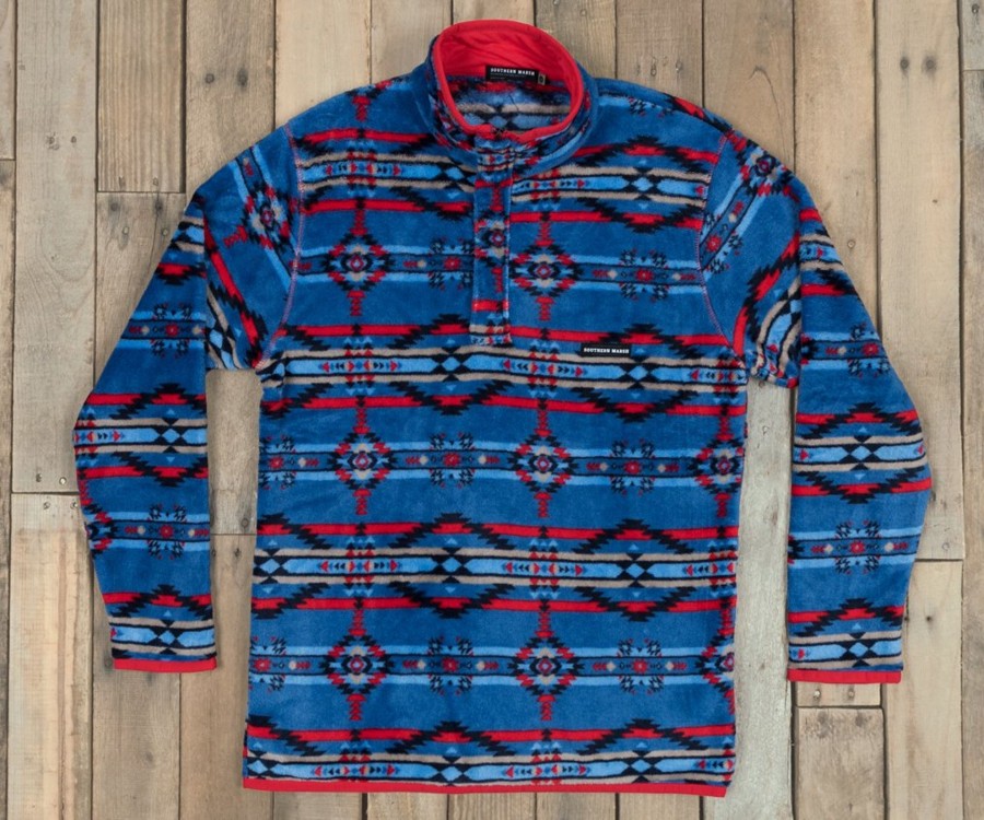 Men'S Southern Marsh Pullovers And Sweaters | Harbuck Fleece Navy And Red