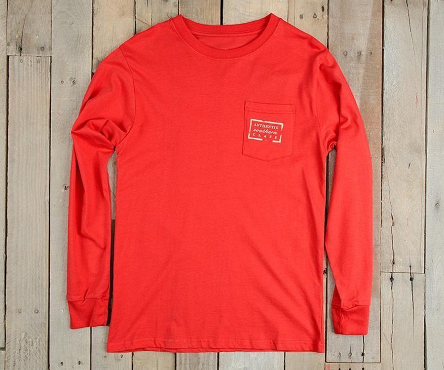 Men'S Southern Marsh Original Ls Tees | Authentic Heritage Tee | Georgia | Long Sleeve Red