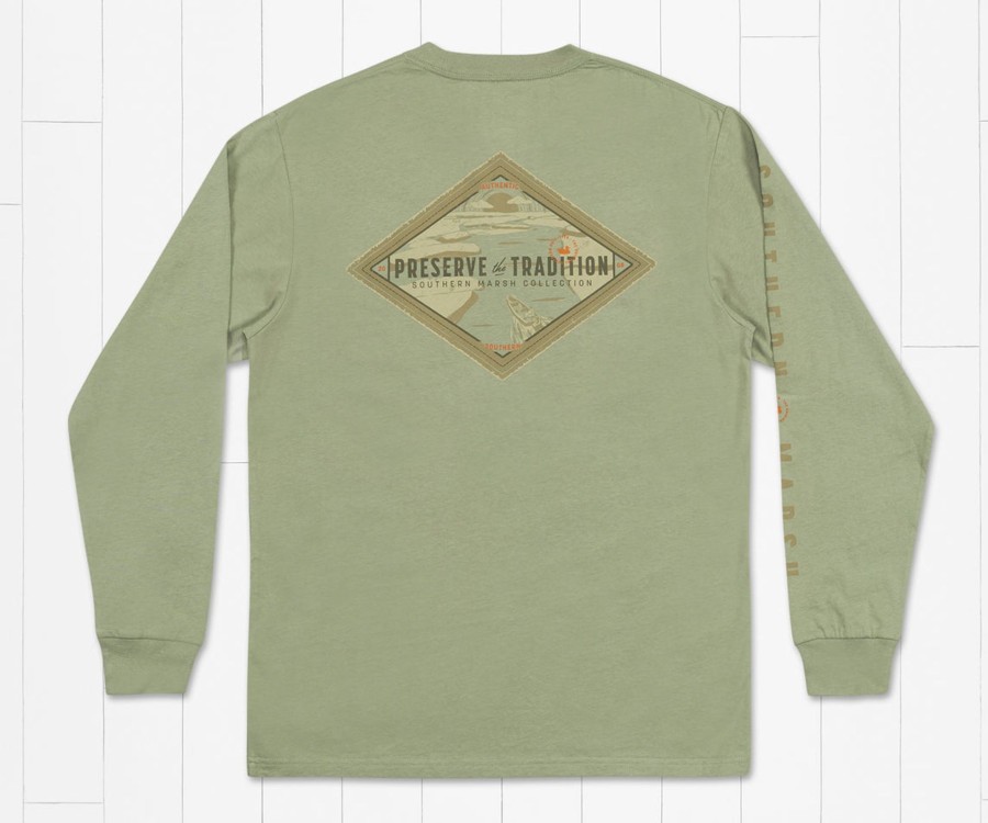 Men'S Southern Marsh Original Ls Tees | Southern Tradition Tee | Morning Rise | Long Sleeve Bay Green