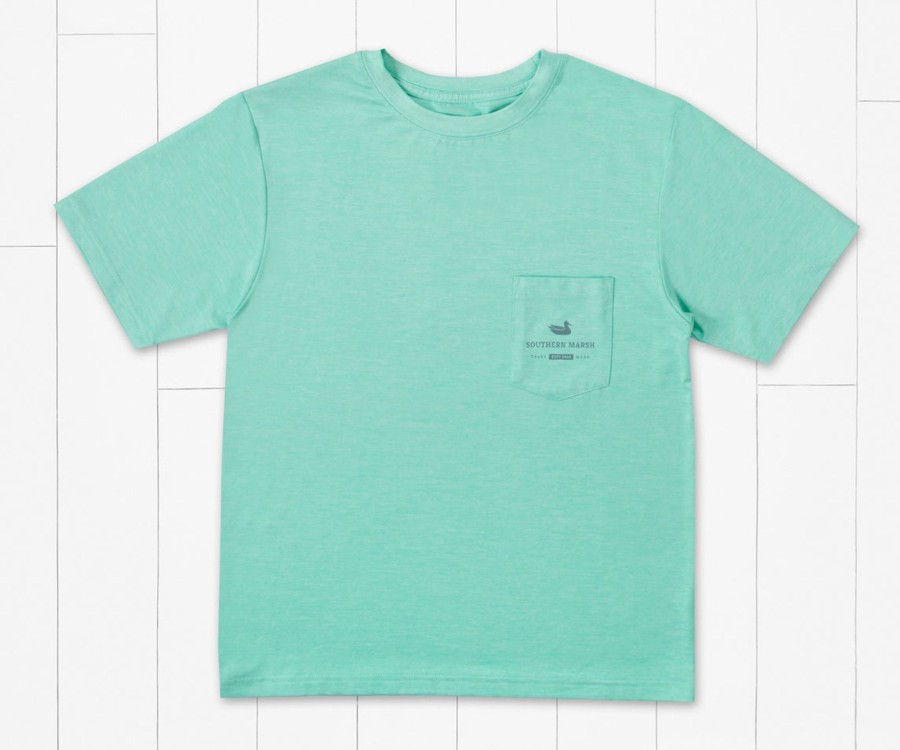 Youth Southern Marsh Performance Tees | Youth Fieldtec Heathered Tee - Mahi Circle Antigua Blue