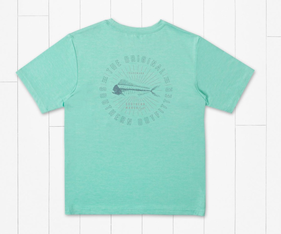 Youth Southern Marsh Performance Tees | Youth Fieldtec Heathered Tee - Mahi Circle Antigua Blue