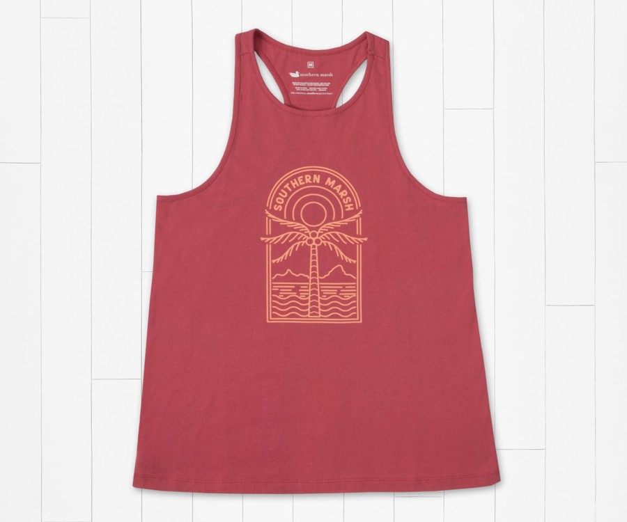 Women'S Southern Marsh Women'S Fit Tops | Maui Racerback Tank - Palm