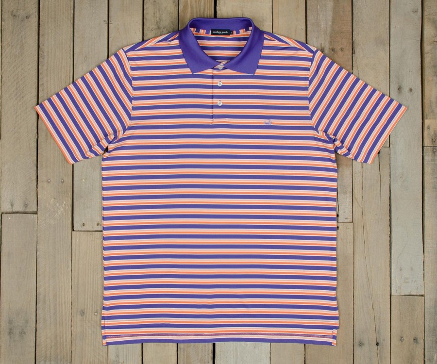 Men'S Southern Marsh Polos | Bermuda Performance Polo | Warwick Purple And Orange Stripe