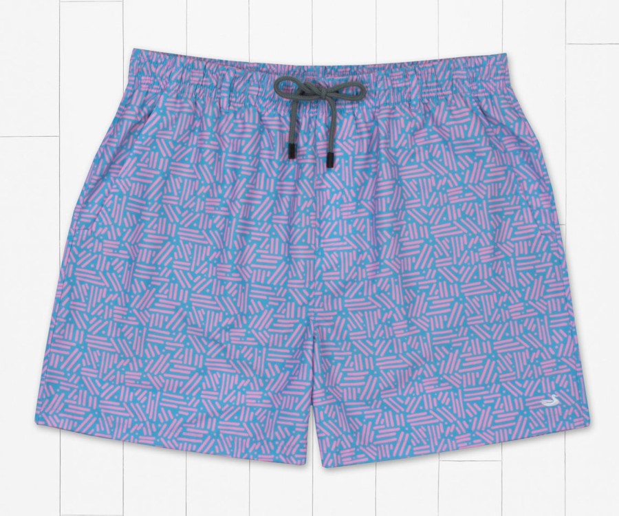 Men'S Southern Marsh Swim Trunks | Dockside Swim Trunk - Dots & Lines