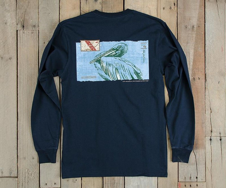 Men'S Southern Marsh Original Ls Tees | Expedition Series Tee - Pelican - Long Sleeve Navy