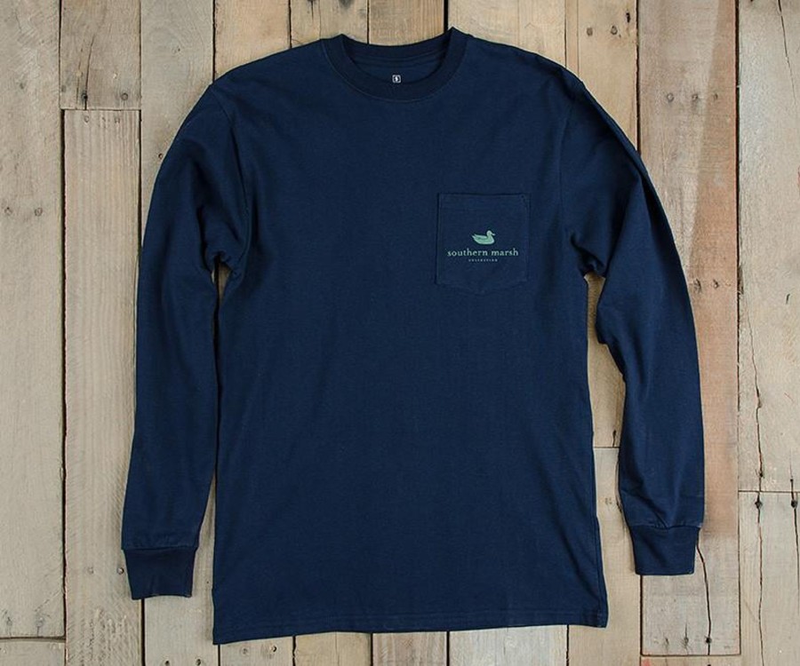 Men'S Southern Marsh Original Ls Tees | Expedition Series Tee - Pelican - Long Sleeve Navy