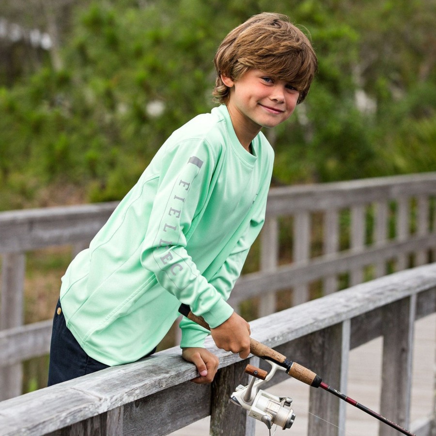 Youth Southern Marsh Performance Long Sleeve Tees | Youth Fieldtec Fishing Team Shirt Bimini Green Performance