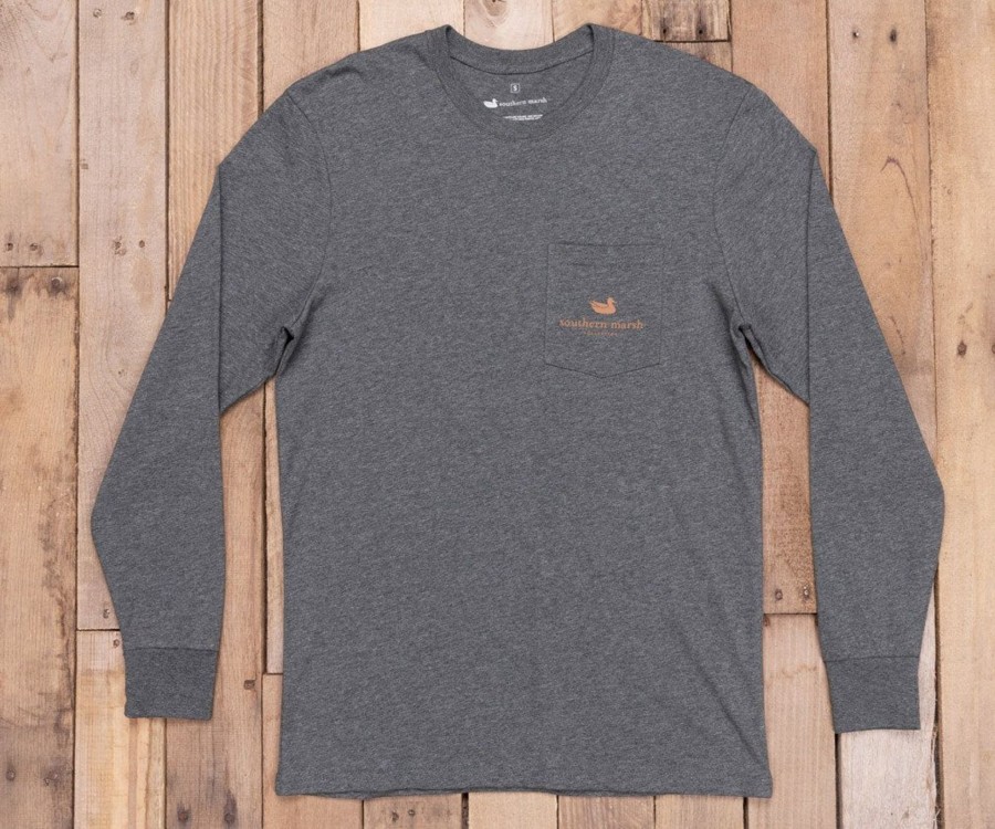 Men'S Southern Marsh Original Ls Tees | Vintage Decoy Mallard Tee - Long Sleeve Midnight Gray Heather