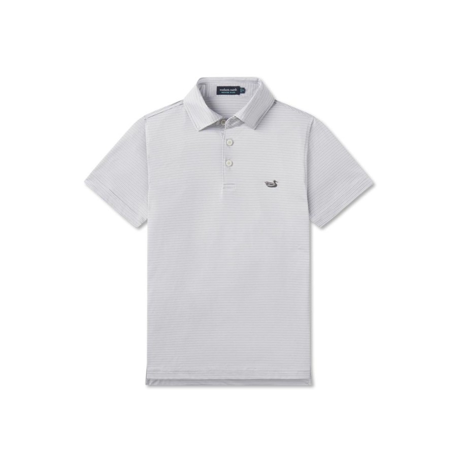 Youth Southern Marsh Polos | Youth Bermuda Performance Polo - Clearwater Stripe