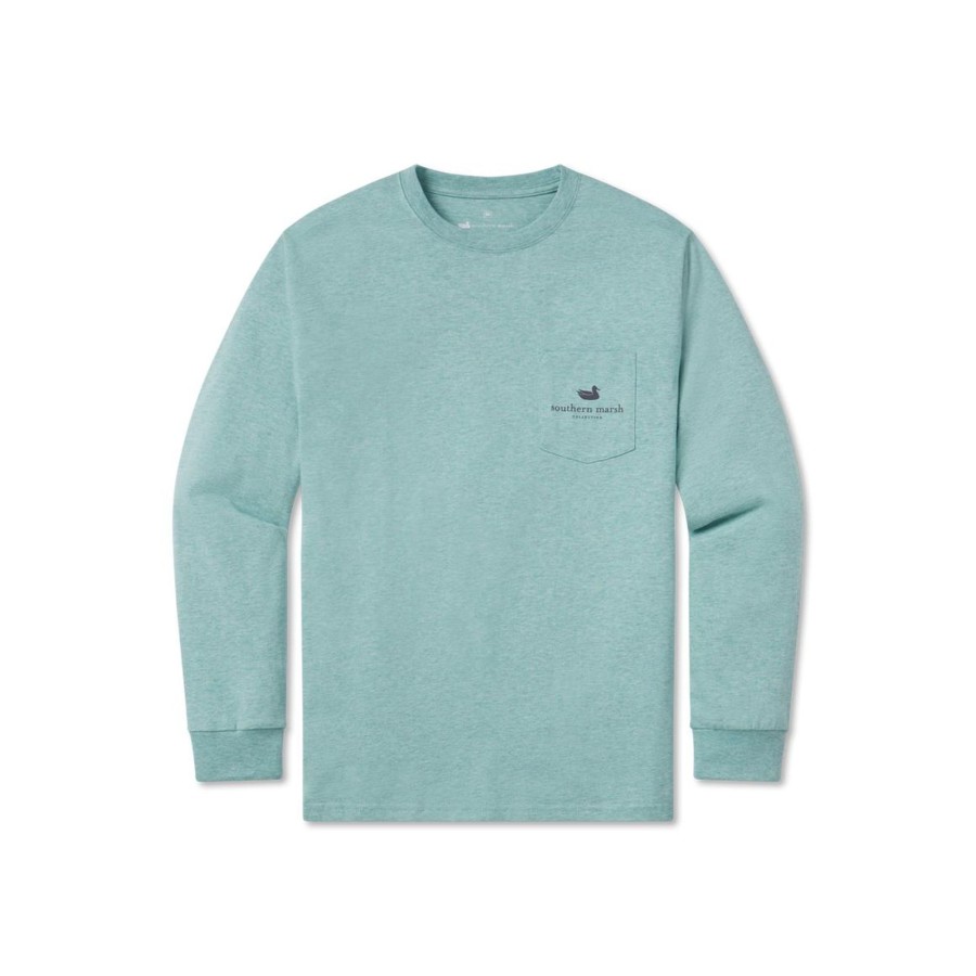 Men'S Southern Marsh Original Ls Tees | Genuine - Deer Hunting - Long Sleeve Washed Moss Blue