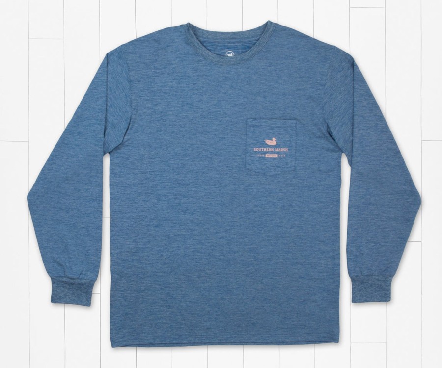 Men'S Southern Marsh Performance Long Sleeve Tees | Fieldtec Heathered Tee - Mahi Circle - Long Sleeve Oxford Blue