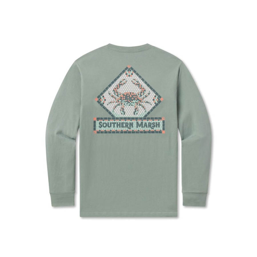 Men'S Southern Marsh Original Ls Tees | Mosaic Crab Tee | Long Sleeve