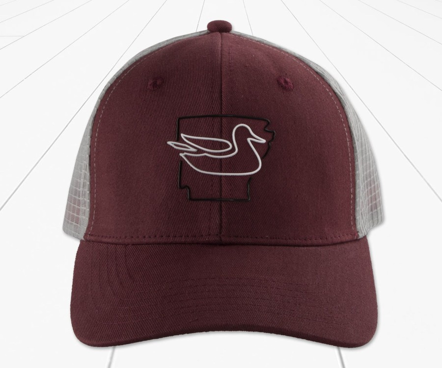 Women'S Southern Marsh Hats & Visors | Trucker Hat - Original Outline - Arkansas Crimson