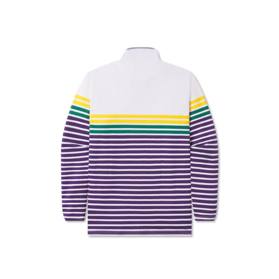 Men'S Southern Marsh Pullovers And Sweaters | Iberville Striped Pullover Purple Green And Gold