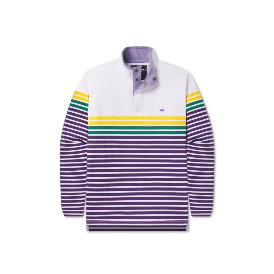 Men'S Southern Marsh Pullovers And Sweaters | Iberville Striped Pullover Purple Green And Gold