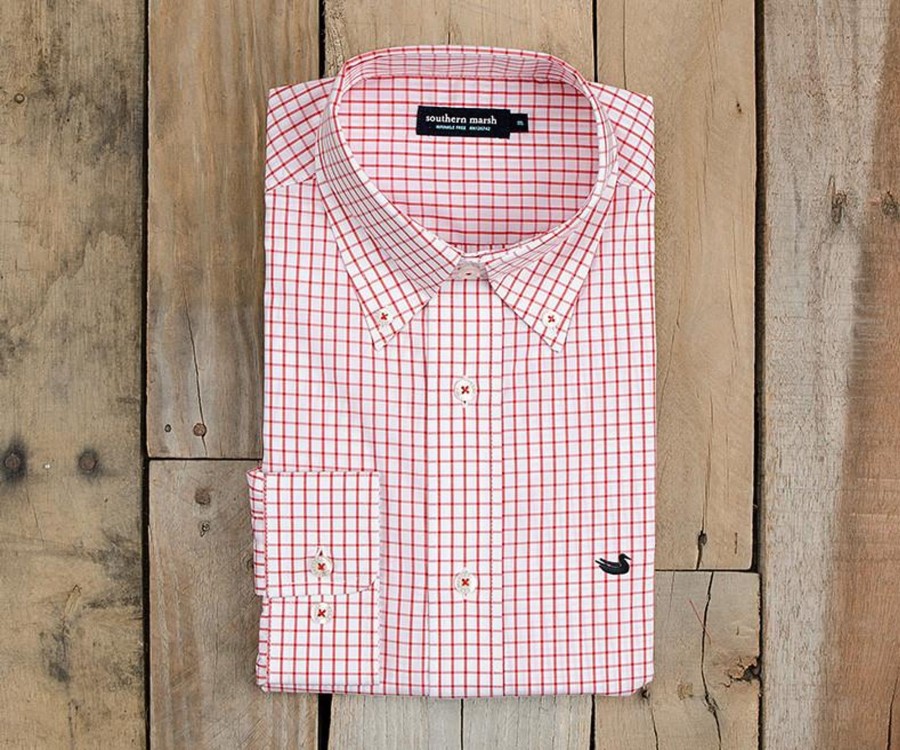 Men'S Southern Marsh Wrinkle-Free | Mallard Tattersall Dress Shirt