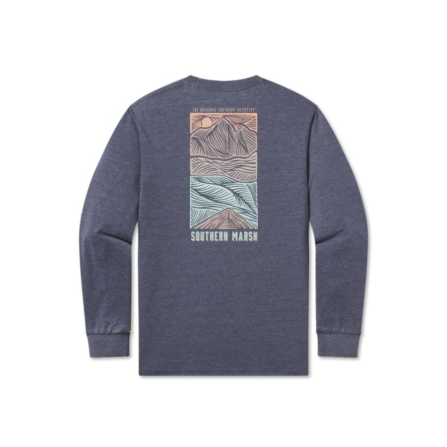 Men'S Southern Marsh Seawash Long Sleeve Tees | Seawash Tee | Woodcut Canoe | Long Sleeve