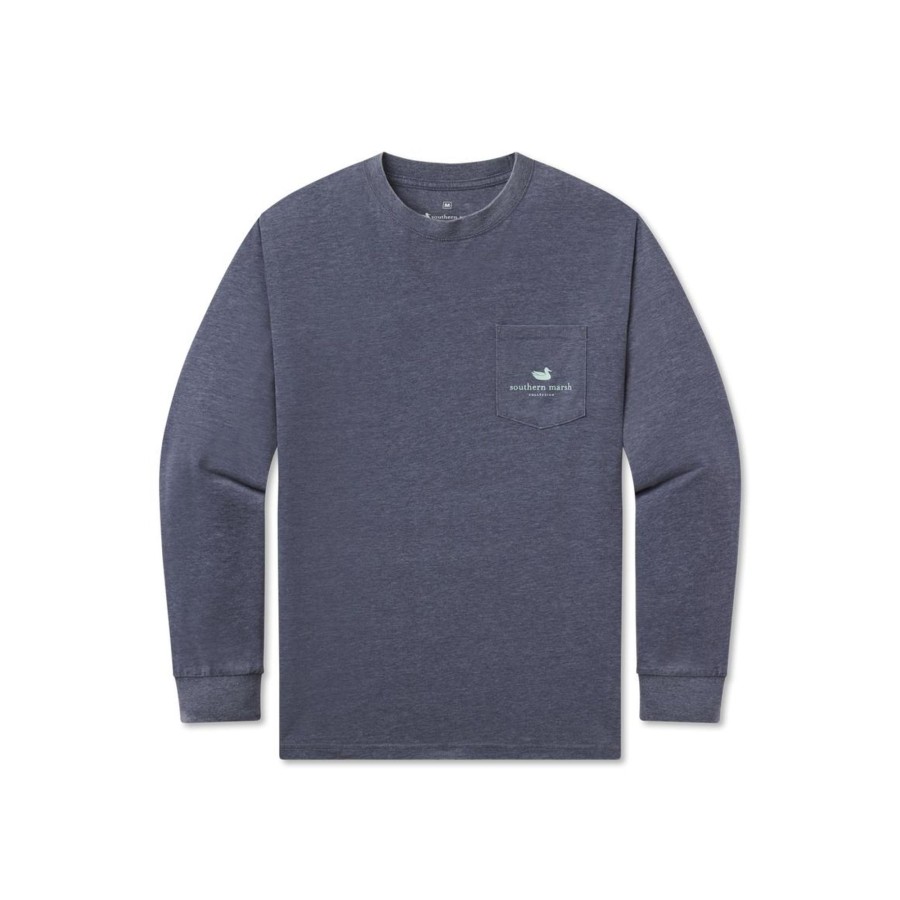 Men'S Southern Marsh Seawash Long Sleeve Tees | Seawash Tee | Woodcut Canoe | Long Sleeve