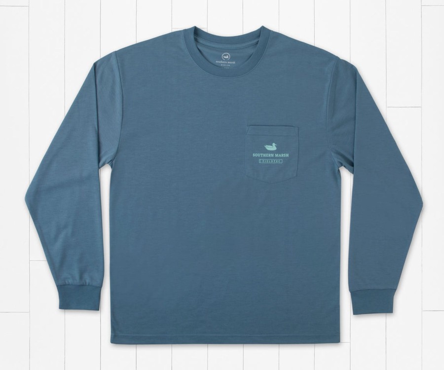 Women'S Southern Marsh Performance Long Sleeve Tees | Fieldtec Comfort Tee - Trademark Fly - Long Sleeve Slate