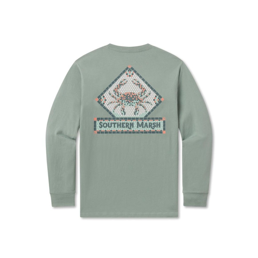 Women'S Southern Marsh Original Long Sleeve Tees | Mosaic Crab Tee | Long Sleeve