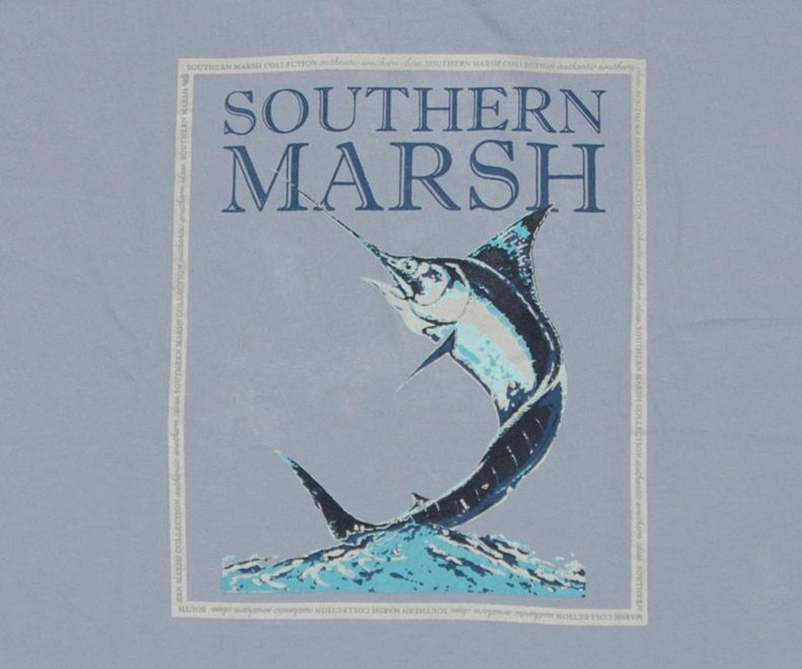 Men'S Southern Marsh Original Ls Tees | Blue Marlin Fishing Tee - Long Sleeve