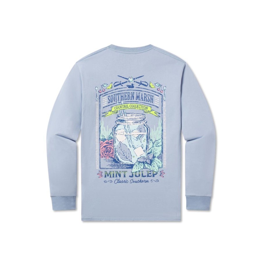 Women'S Southern Marsh Original Long Sleeve Tees | Cocktail Tee | Mint Julep | Long Sleeve