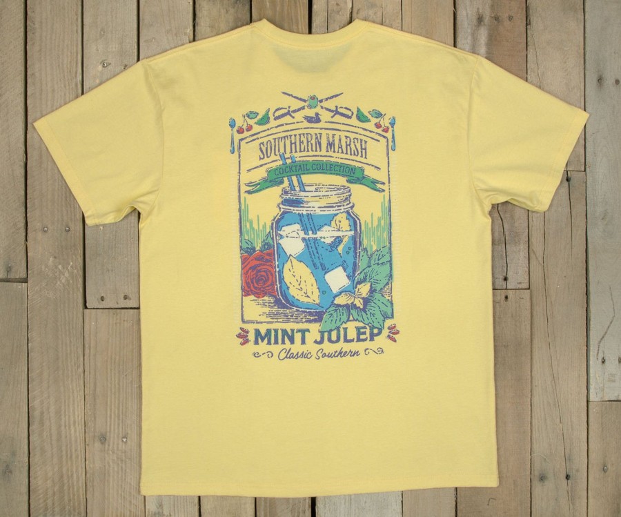 Men'S Southern Marsh Original Ss Tees | Cocktail Collection Tee - Mint Julep Light Yellow