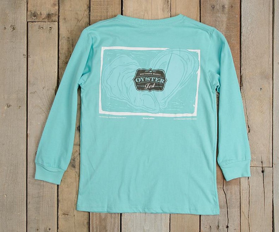 Men'S Southern Marsh Original Ls Tees | Oyster Festival Tee - Long Sleeve Antigua Blue