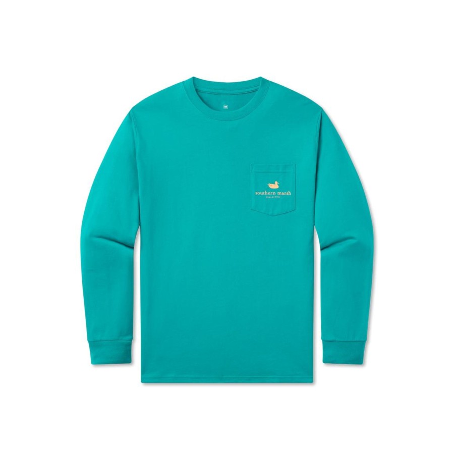 Men'S Southern Marsh Original Ls Tees | Fieldtec Fish Tee - Long Sleeve Teal