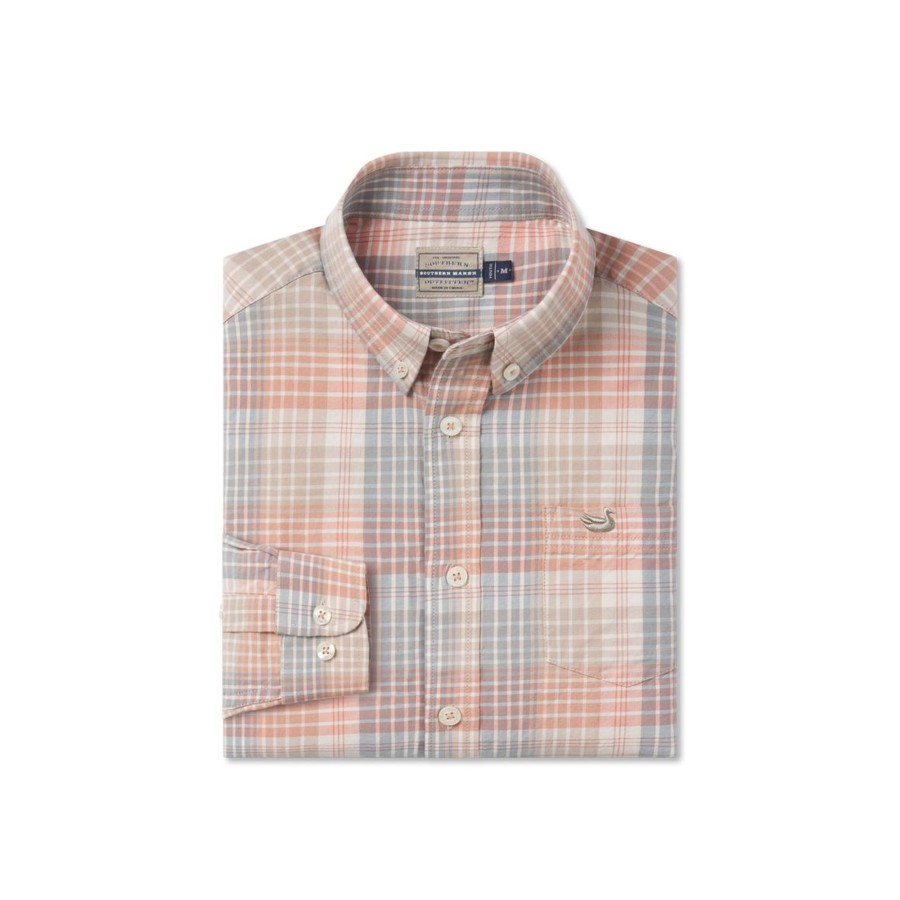 Youth Southern Marsh Dress Shirts | Youth Barton County Washed Dress Shirt Burnt Taupe And Tan