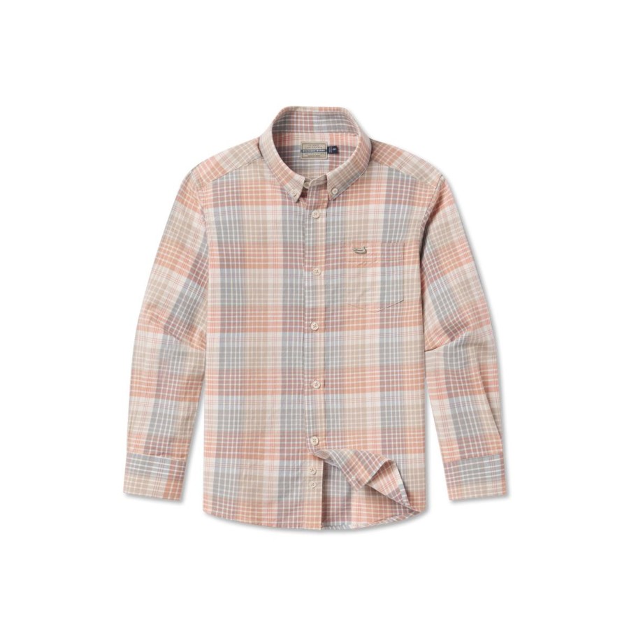 Youth Southern Marsh Dress Shirts | Youth Barton County Washed Dress Shirt Burnt Taupe And Tan