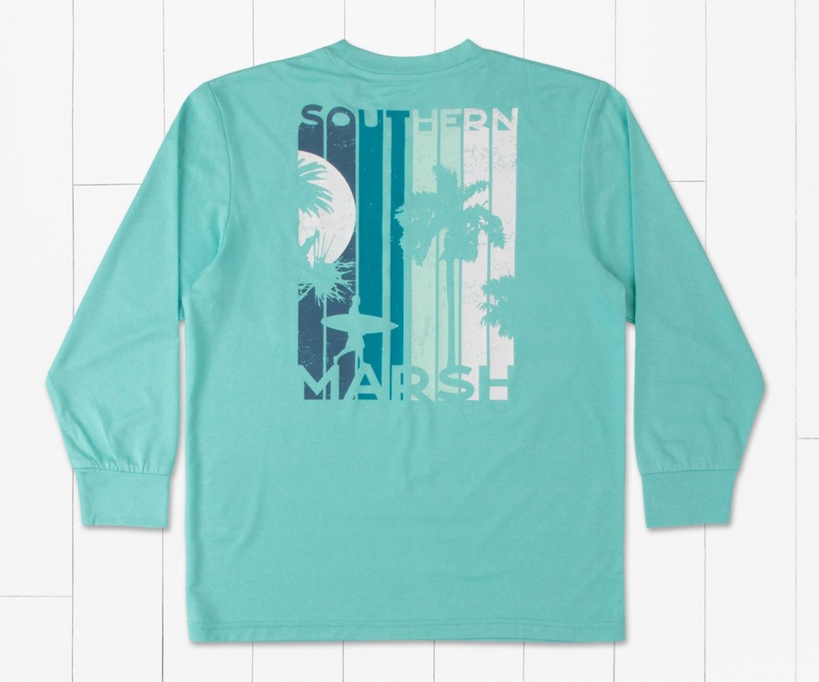 Youth Southern Marsh Performance Long Sleeve Tees | Youth Fieldtec Featherlight Tee - Twilight Ride - Long Sleeve Antigua Blue