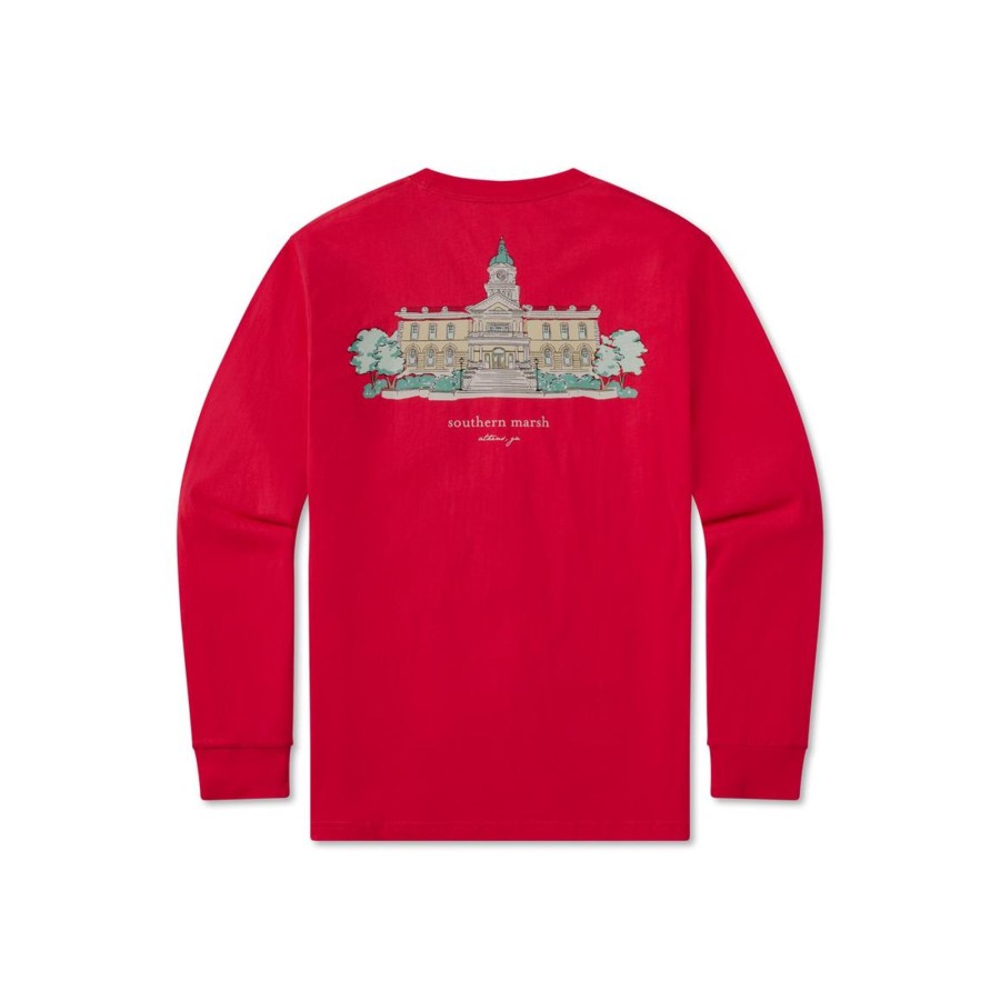 Women'S Southern Marsh Original Long Sleeve Tees | Southern Cities Tee - Athens - Long Sleeve Red