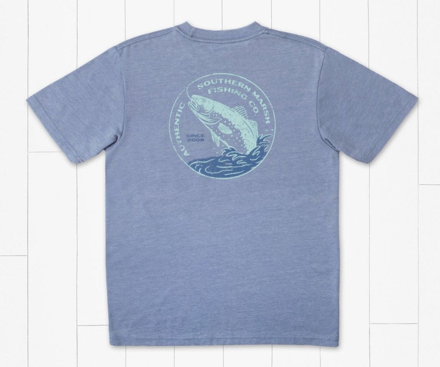 Youth Southern Marsh Seawash Tees | Youth Seawash Tee - Hooked Up Washed Blue