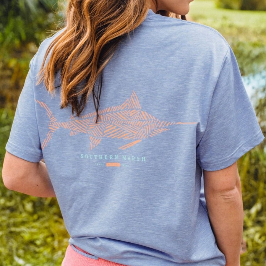 Men'S Southern Marsh Performance Tees | Fieldtec Heathered Performance Tee | Marlin Lilac