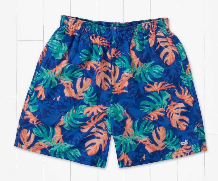 Youth Southern Marsh Swim Trunks | Youth Harbor Lined Trunk - Tropical Royal Blue