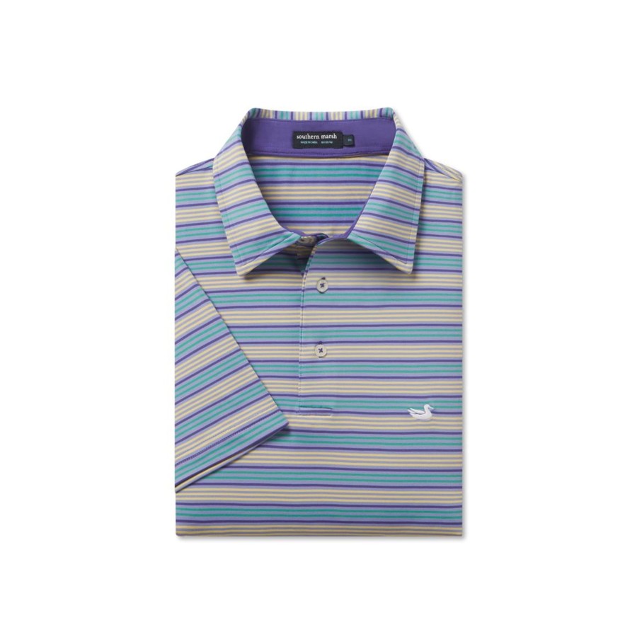 Men'S Southern Marsh Polos | Esplanade Performance Polo Purple Green And Gold