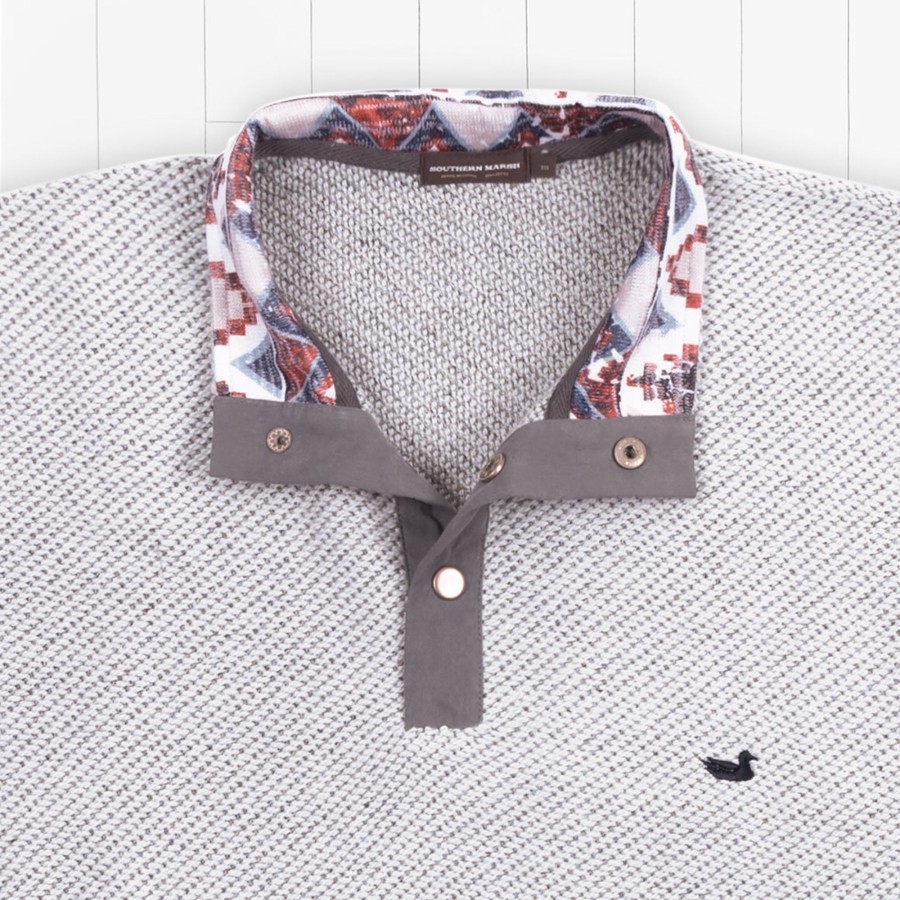 Men'S Southern Marsh Pullovers And Sweaters | Pawleys Rope Pullover Light Gray