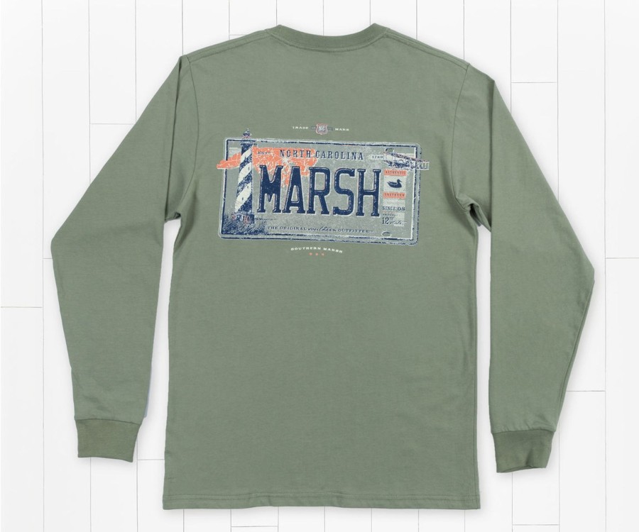 Men'S Southern Marsh Original Ls Tees | Backroads Collection Tee | North Carolina | Long Sleeve Bay Green