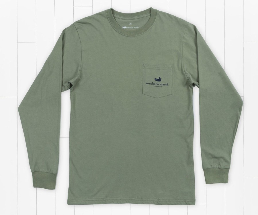 Men'S Southern Marsh Original Ls Tees | Backroads Collection Tee | North Carolina | Long Sleeve Bay Green