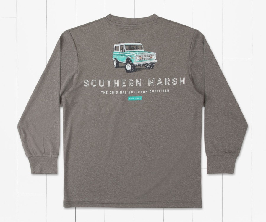 Youth Southern Marsh Performance Long Sleeve Tees | Youth Fieldtec Featherlight Ls - Offroad Rodeo Light Gray