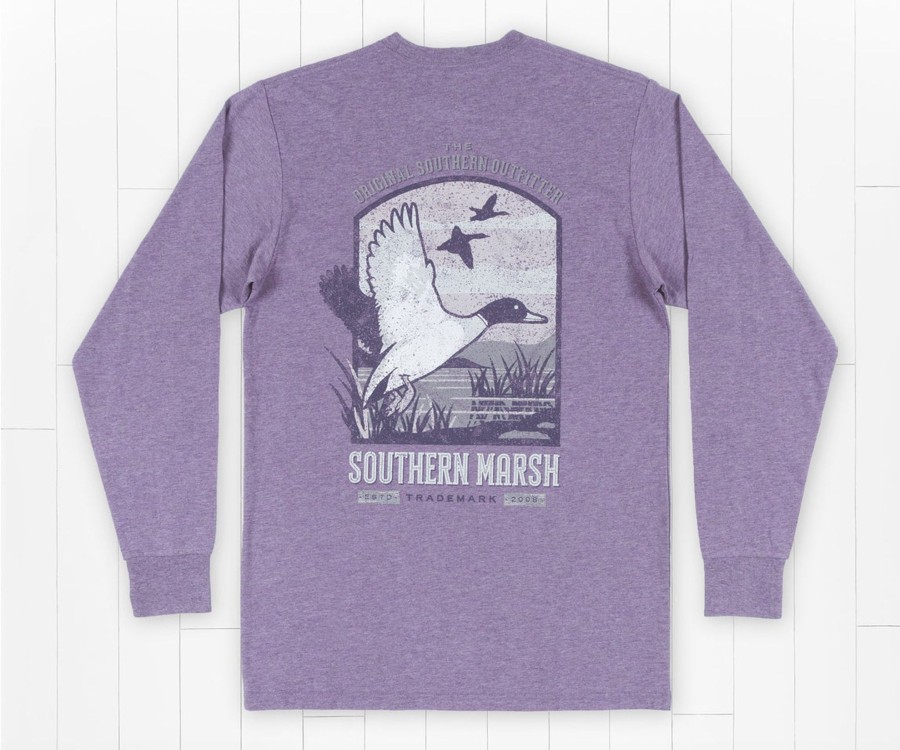 Women'S Southern Marsh Original Long Sleeve Tees | Vistas Mallard Tee - Long Sleeve Washed Iris