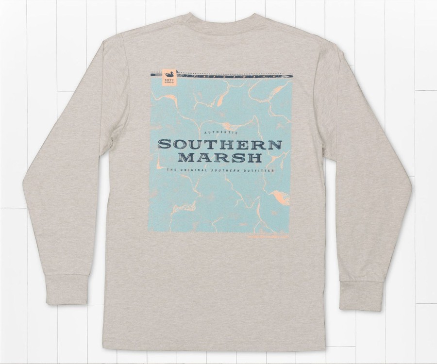 Men'S Southern Marsh Original Ls Tees | Origins Elevation Tee | Long Sleeve Washed Burnt Taupe