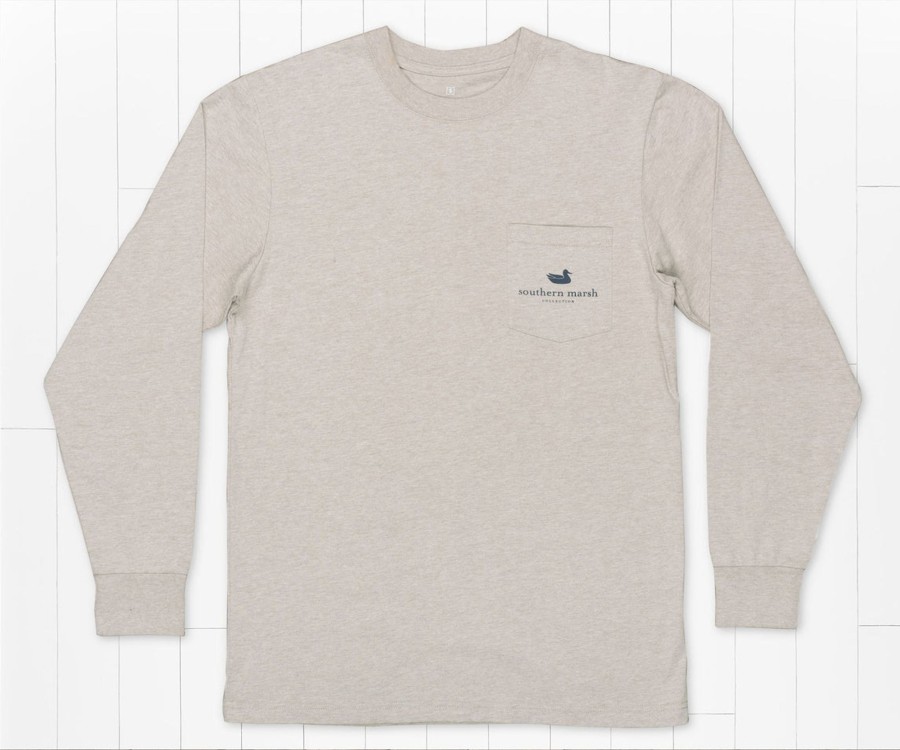 Men'S Southern Marsh Original Ls Tees | Origins Elevation Tee | Long Sleeve Washed Burnt Taupe