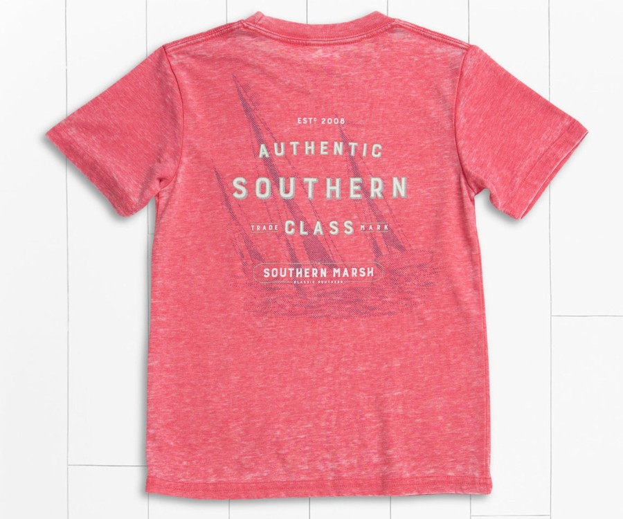 Youth Southern Marsh Seawash Tees | Youth Seawash Branding Tee | Sailboat Strawberry Fizz