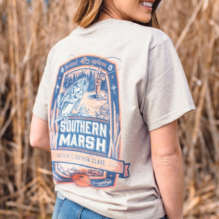 Men'S Southern Marsh Original Ss Tees | Genuine Tee | Fly Fishing Washed Oatmeal