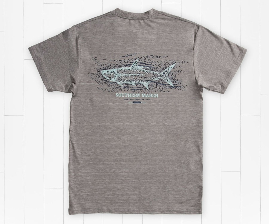 Women'S Southern Marsh Performance Tees | Fieldtec Heathered Performance Tee | Tarpon Dark Gray