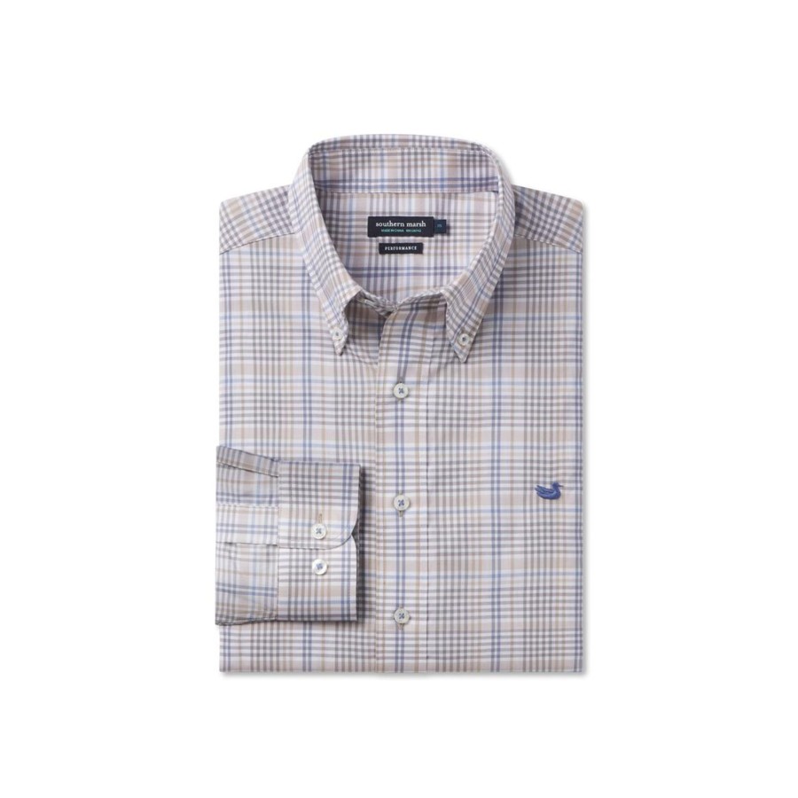 Men'S Southern Marsh Performance | Shores Windowpane Performance Dress Shirt